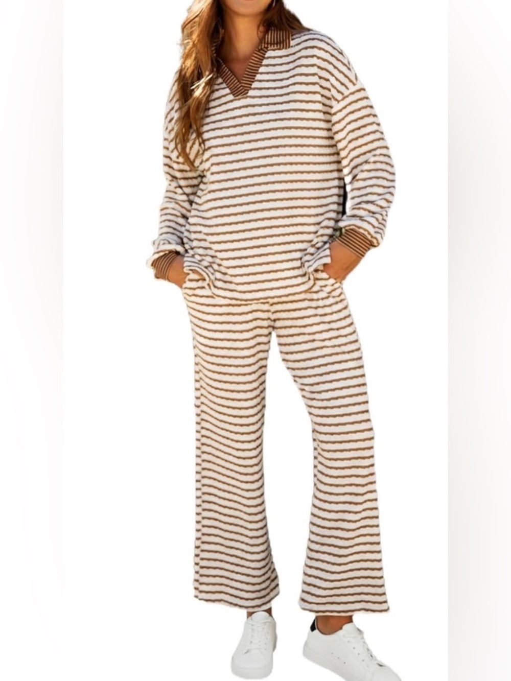 Opemiby Womens Sweater Set 2 Piece Outfits Loose Fit Long Sleeve Sz XL Women